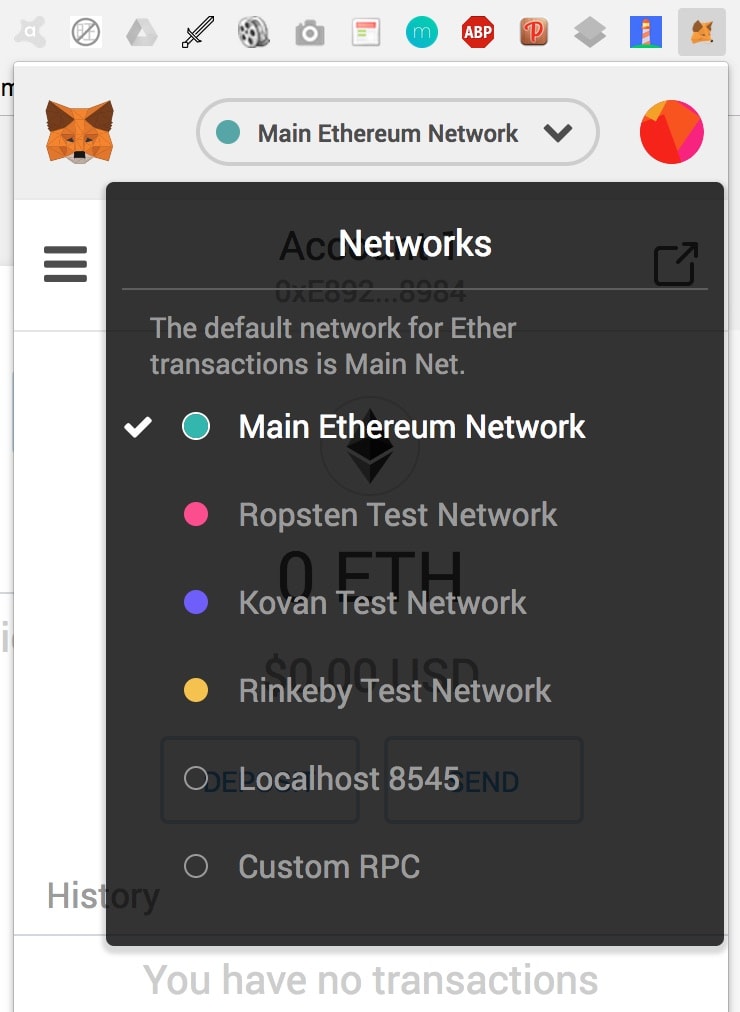ehtereum private network metamask